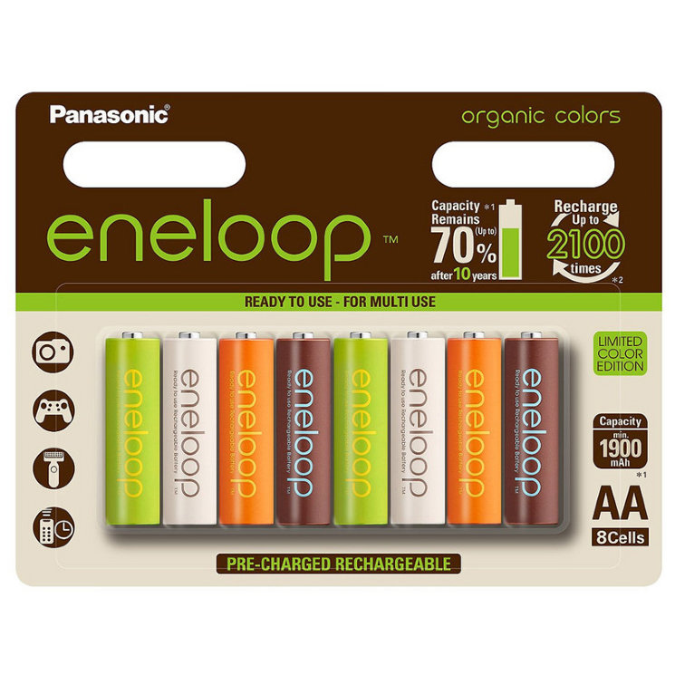 Аккумуляторы Panasonic Eneloop Organic Colors BK-3MCCE/8RE
